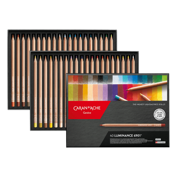 CARAN D'ACHE LUMINANCE 6901 40本セット Caran D'Ache Box of 40 Colours LUMINANCE 6901™ – The Engraving Place