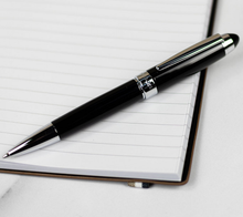 Load image into Gallery viewer, Hugo Boss Glossy Black with Silver Trim Ballpoint pen