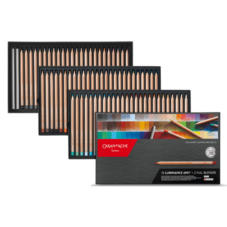 Caran D'Ache Box of 76 Colours LUMINANCE 6901™ + 2 Full Blender