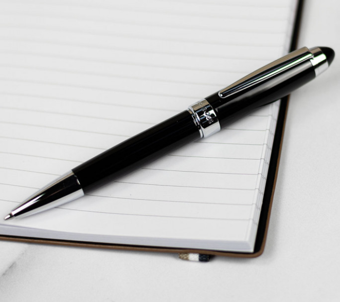 Hugo Boss Glossy Black with Silver Trim Ballpoint pen