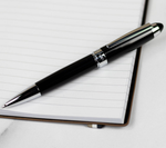 Load image into Gallery viewer, Hugo Boss Glossy Black with Silver Trim Ballpoint pen
